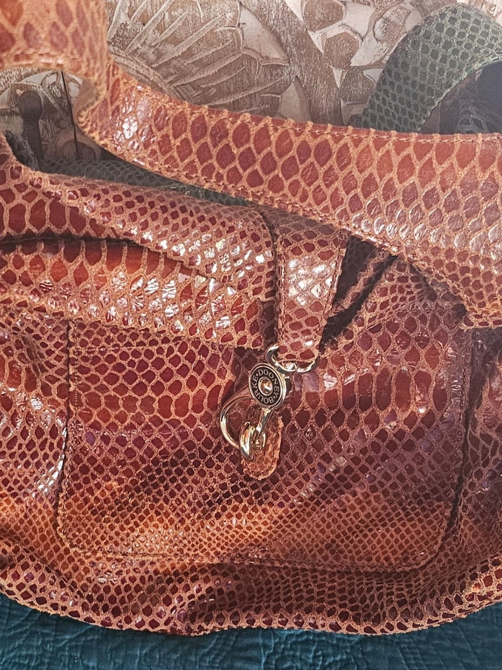 Dooney & Bourke Brown Snake-Embossed Leather Tote